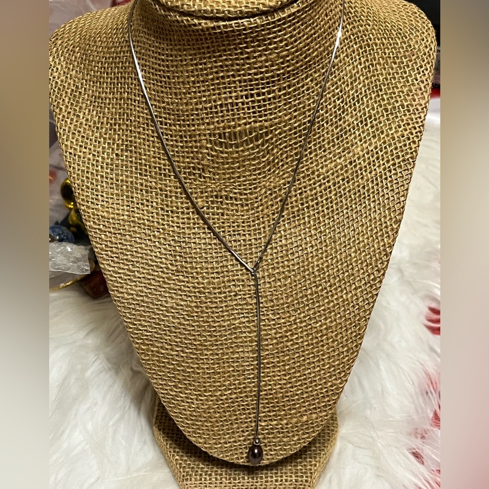 Sterling Pearl Drop Necklace